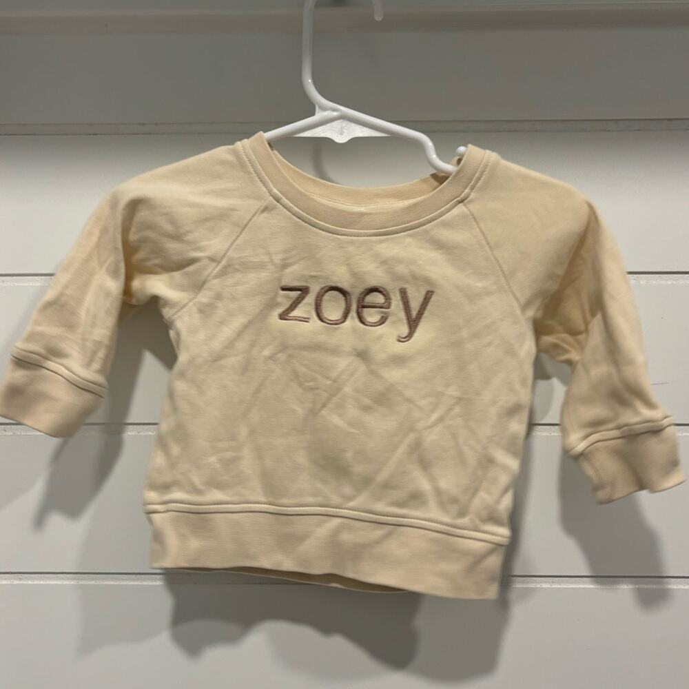 "zoey" embroidered monogram sweatshirt girls size 3-6 months